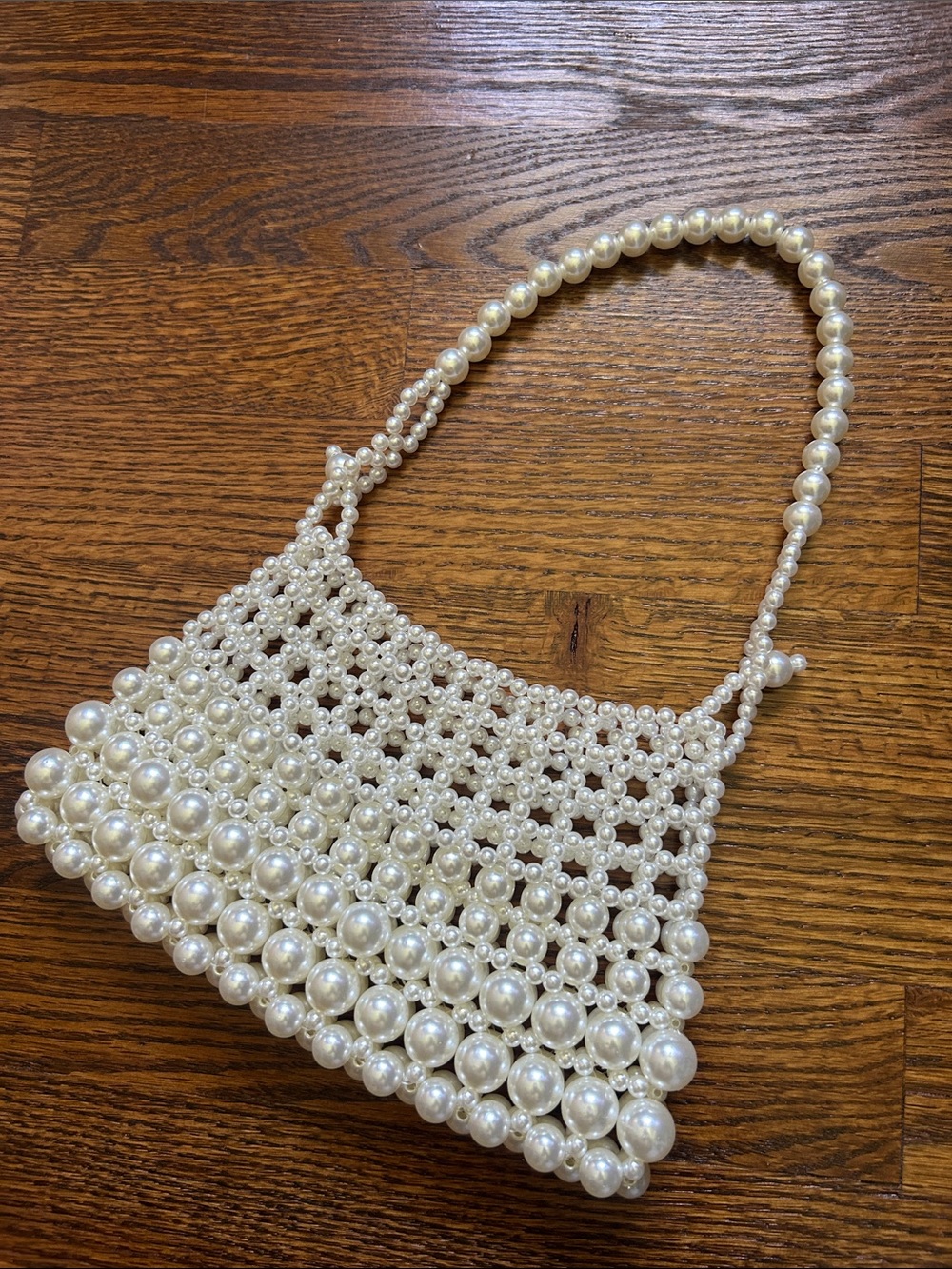 Unique Handmade Faux Pearl Beaded handbag - Ivory